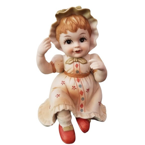 Antique Reproduction Classical‎ Baby Hand Painted GIRL IN GREEN